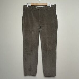 ISAIA Napoli Mens Brown Corduroy Mid Rise Adjustable Waist Corduroy Pants 52R